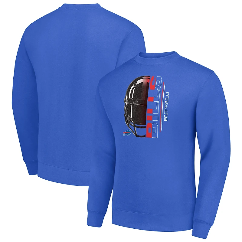 Men's Starter Royal Buffalo Bills Half Helmet Team Graphic Tri-Blend Fleece Pullover Sweatshirt
