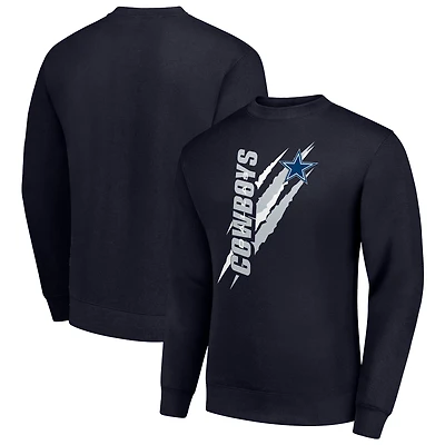Men's Starter Navy Dallas Cowboys Color Scratch Team Graphic Fleece Pullover Sweatshirt