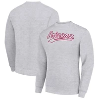 Men's Starter Heather Gray Arizona Cardinals Tailsweep Team Graphic Tri-Blend Fleece Pullover Sweatshirt