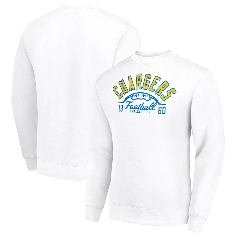 Men's Starter White Los Angeles Chargers Half Ball Team Graphic Tri-Blend Fleece Pullover Sweatshirt