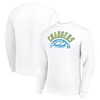 Men's Starter White Los Angeles Chargers Half Ball Team Graphic Tri-Blend Fleece Pullover Sweatshirt