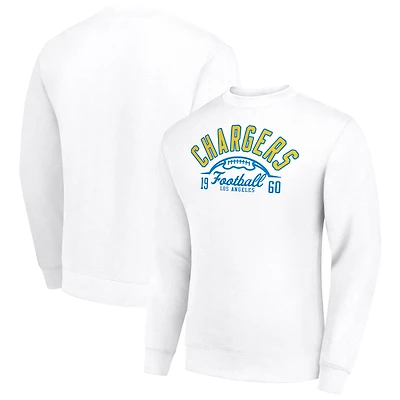Men's Starter White Los Angeles Chargers Half Ball Team Graphic Tri-Blend Fleece Pullover Sweatshirt