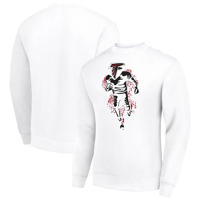 Men's Starter White Atlanta Falcons Logoface Team Graphic Tri-Blend Fleece Pullover Sweatshirt