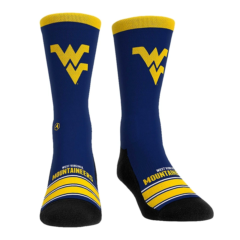Unisex Rock Em Socks West Virginia Mountaineers Gametime Stripe Crew Socks