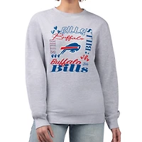Women's G-III 4Her by Carl Banks Heather Gray Buffalo Bills Collage Graphic Fleece Pullover Sweatshirt