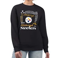 Women's G-III 4Her by Carl Banks Black Pittsburgh Steelers Collage Graphic Fleece Pullover Sweatshirt