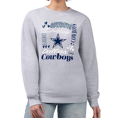 Women's G-III 4Her by Carl Banks Heather Gray Dallas Cowboys Collage Graphic Fleece Pullover Sweatshirt
