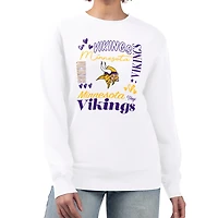 Women's G-III 4Her by Carl Banks White Minnesota Vikings Collage Graphic Fleece Pullover Sweatshirt