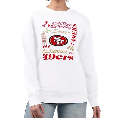 Women's G-III 4Her by Carl Banks White San Francisco 49ers Collage Graphic Fleece Pullover Sweatshirt