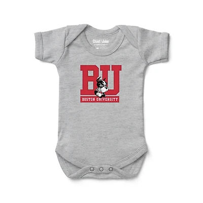 Infant Chad & Jake Heather Gray Boston University Primary Logo Bodysuit
