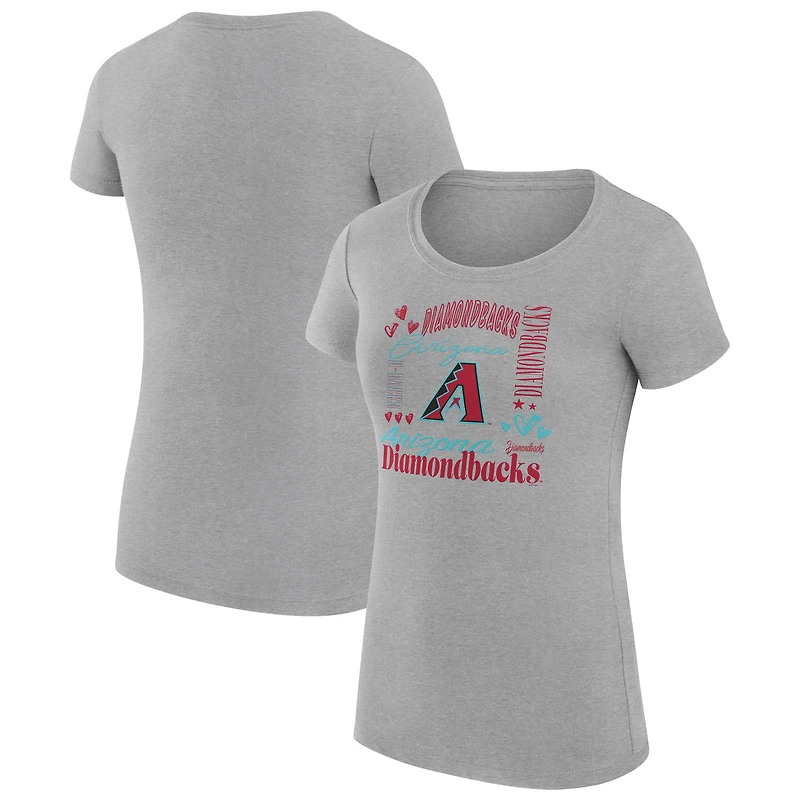 Women's G-III 4Her by Carl Banks Heather Gray Arizona Diamondbacks Super-Slim Fit Lightweight Collage Team Graphic Crew Neck T-Shirt