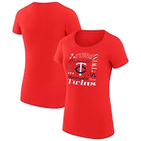 Women's G-III 4Her by Carl Banks Red Minnesota Twins Super-Slim Fit Lightweight Collage Team Graphic Crew Neck T-Shirt