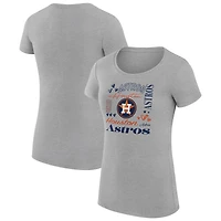 Women's G-III 4Her by Carl Banks Heather Gray Houston Astros Super-Slim Fit Lightweight Collage Team Graphic Crew Neck T-Shirt