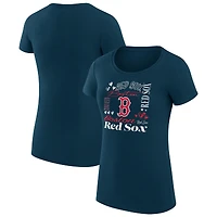 Women's G-III 4Her by Carl Banks Navy Boston Red Sox Super-Slim Fit Lightweight Collage Team Graphic Crew Neck T-Shirt