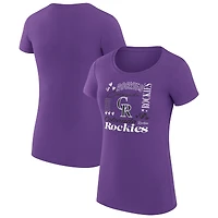 Women's G-III 4Her by Carl Banks Purple Colorado Rockies Super-Slim Fit Lightweight Collage Team Graphic Crew Neck T-Shirt