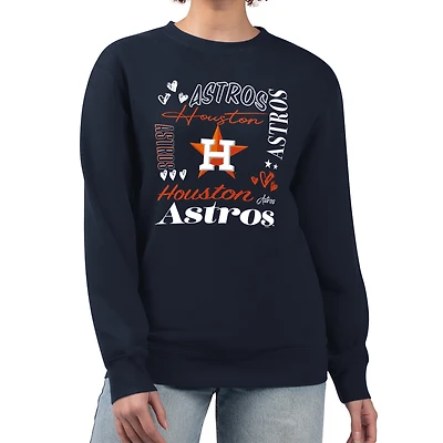Women's G-III 4Her by Carl Banks Navy Houston Astros Collage Team Graphic Fleece Pullover Hoodie