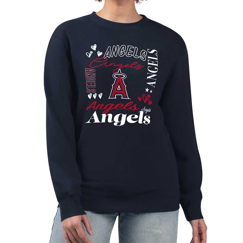 Women's G-III 4Her by Carl Banks Navy Los Angeles Angels Collage Team Graphic Fleece Pullover Hoodie