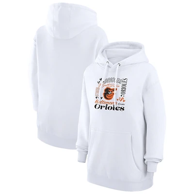 Women's G-III 4Her by Carl Banks White Baltimore Orioles Collage Team Graphic Fleece Pullover Hoodie