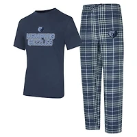 Men's Concepts Sport  Navy/Gray Memphis Grizzlies Vector Top & Flannel Pants Sleep Set