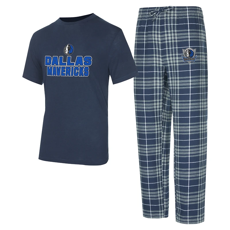 Men's Concepts Sport  Navy/Gray Dallas Mavericks Vector Top & Flannel Pants Sleep Set
