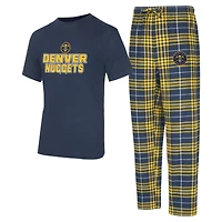 Men's Concepts Sport  Navy/Gold Denver Nuggets Vector Top & Flannel Pants Sleep Set