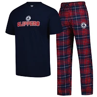 Men's Concepts Sport  Navy/Red LA Clippers Vector Top & Flannel Pants Sleep Set