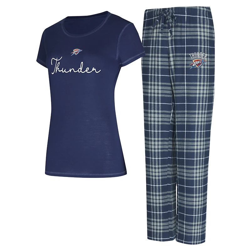 Women's Concepts Sport Navy/Gray Oklahoma City Thunder Vector Top & Flannel Pants Sleep Set