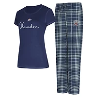 Women's Concepts Sport  Navy/Gray Oklahoma City Thunder Vector Top & Flannel Pants Sleep Set