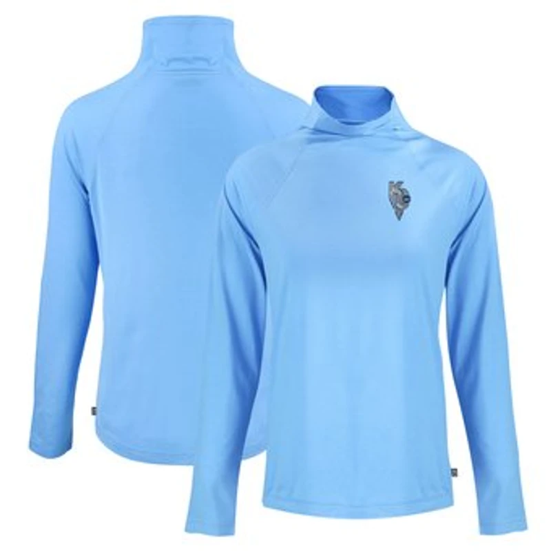 Women's Cutter & Buck Powder Blue Kansas City Royals City Connect Coastline Epic Comfort Eco Recycled Funnel Neck Raglan Pullover Top