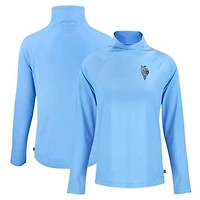 Women's Cutter & Buck Powder Blue Kansas City Royals City Connect Coastline Epic Comfort Eco Recycled Funnel Neck Raglan Pullover Top