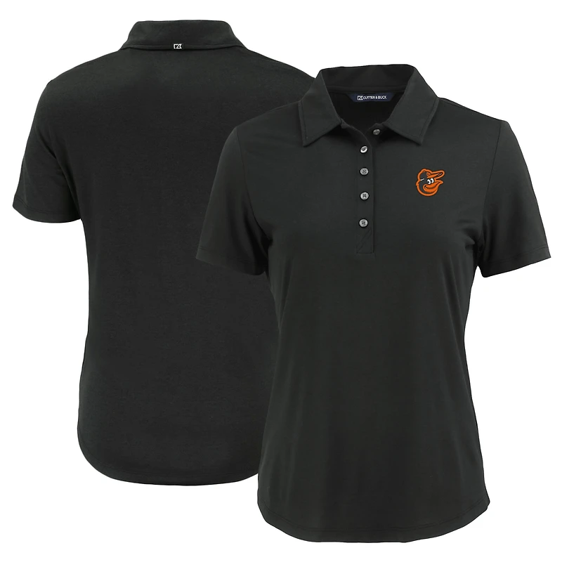 Women's Cutter & Buck Black Baltimore Orioles  Coastline Epic Comfort Eco Recycled Polo