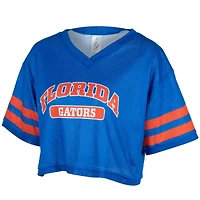 Women's ZooZatz Royal Florida Gators Mesh Cropped V-Neck T-Shirt