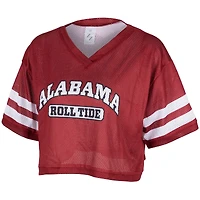 Women's ZooZatz Crimson Alabama Tide Mesh Cropped V-Neck T-Shirt