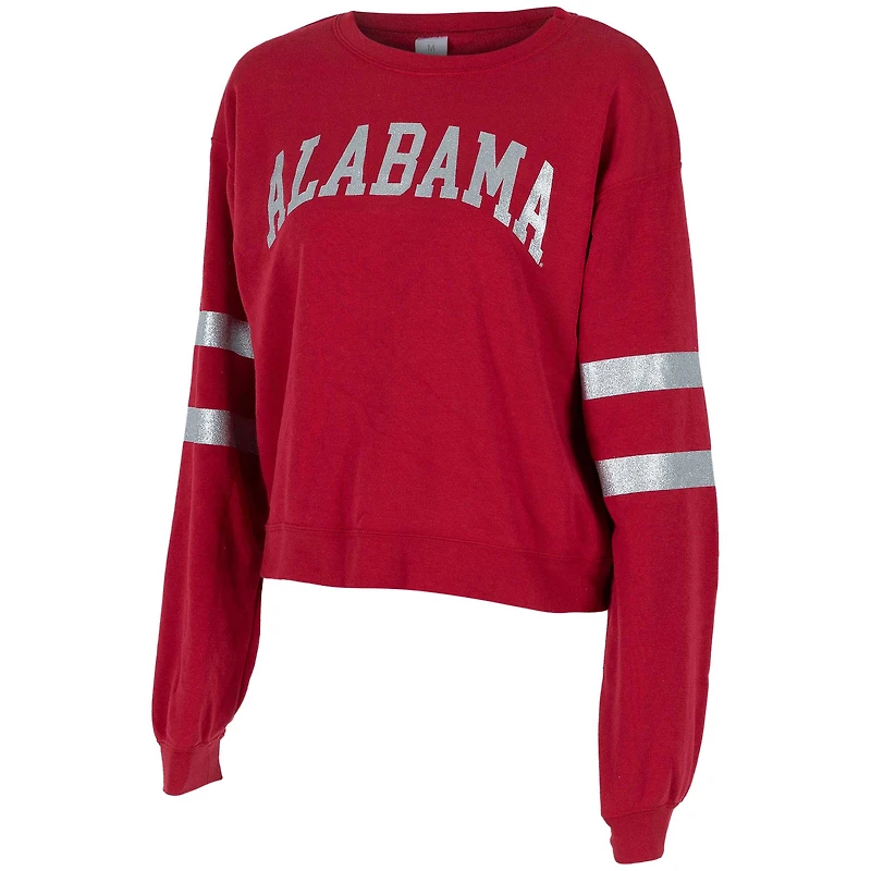 Women's ZooZatz Crimson Alabama Crimson Tide Glitter Pullover Sweatshirt