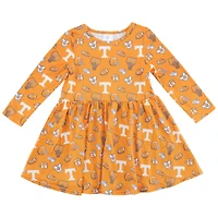 Girls Toddler ZooZatz Tennessee Orange Volunteers Allover Print Long Sleeve Dress