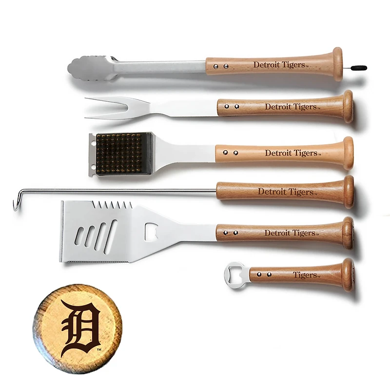 Baseball BBQ Detroit Tigers 6-Piece BBQ Tools Grill Set