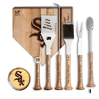 Baseball BBQ Chicago White Sox MVP 12” Cutting Board & 6-Piece BBQ Tools Grill Set