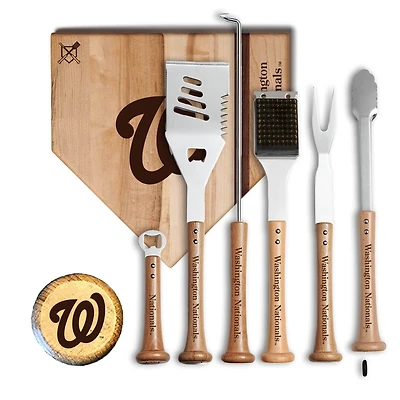 Baseball BBQ Washington Nationals MVP 12” Cutting Board & 6-Piece BBQ Tools Grill Set