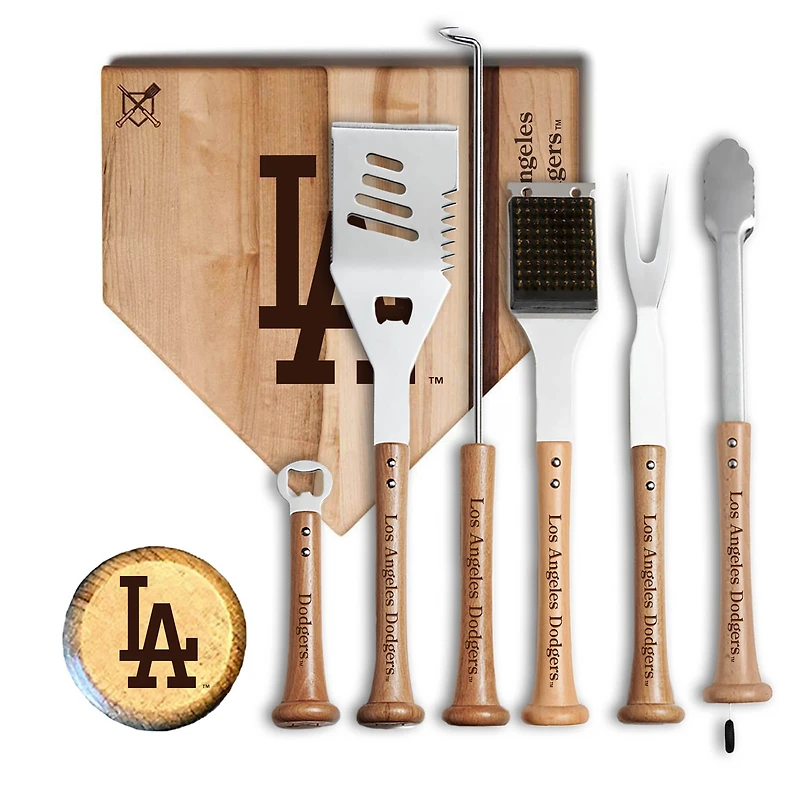 Baseball BBQ Los Angeles Dodgers MVP 12” Cutting Board & 6-Piece BBQ Tools Grill Set