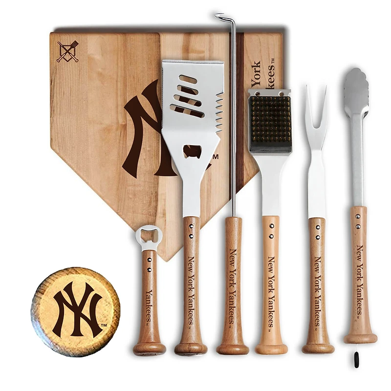 Baseball BBQ New York Yankees MVP 12” Cutting Board & 6-Piece BBQ Tools Grill Set