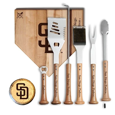 Baseball BBQ San Diego Padres MVP 12” Cutting Board & 6-Piece BBQ Tools Grill Set