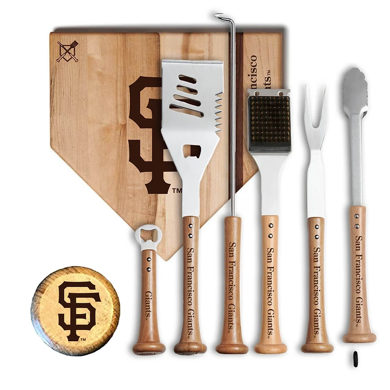 Baseball BBQ San Francisco Giants MVP 12” Cutting Board & 6-Piece BBQ Tools Grill Set
