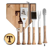 Baseball BBQ Texas Rangers MVP 12” Cutting Board & 6-Piece BBQ Tools Grill Set
