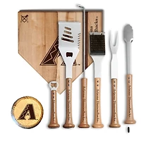 Baseball BBQ Arizona Diamondbacks MVP 12” Cutting Board & 6-Piece BBQ Tools Grill Set