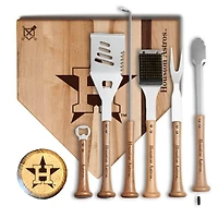 Baseball BBQ Houston Astros MVP 17” Cutting Board & 6-Piece BBQ Tools Grill Set