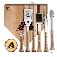 Baseball BBQ Arizona Diamondbacks MVP 17” Cutting Board & 6-Piece BBQ Tools Grill Set