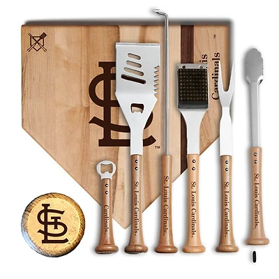 Baseball BBQ St. Louis Cardinals MVP 17” Cutting Board & 6-Piece BBQ Tools Grill Set