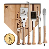Baseball BBQ Seattle Mariners MVP 17” Cutting Board & 6-Piece BBQ Tools Grill Set