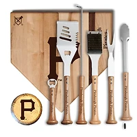 Baseball BBQ Pittsburgh Pirates MVP 17” Cutting Board & 6-Piece BBQ Tools Grill Set
