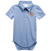 Infant Vive La Fete  Light Blue Kentucky Derby Pencil Stripe Polo Bodysuit